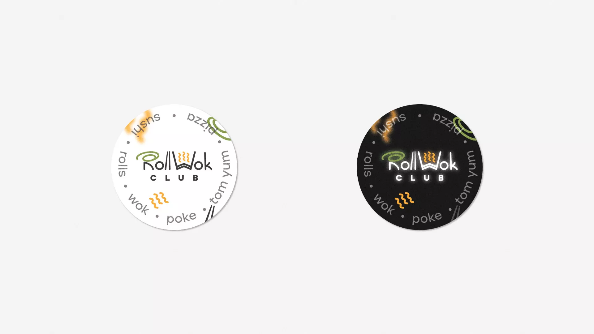 Разработка наклеек для суши-бара «Roll Wok Club» в Фатеже